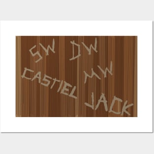 supernatural carved initials in table Posters and Art